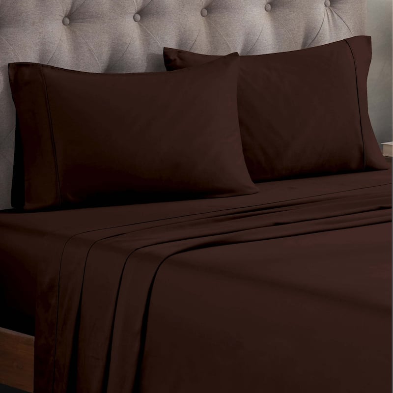 Superior Egyptian Cotton 300 Thread Count Solid Deep Pocket Sheet Set - California King - Mocha