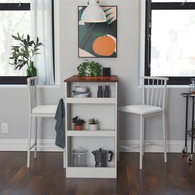 3-Piece Counter Height Dining Set with Storage, White