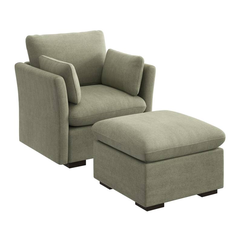 Bush Home Sienna Modular Accent Chair with Storage Ottoman - Soft Green