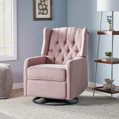 Mohaven Contemporary Tufted Wingback Swivel Recliner by Christopher Knight Home
