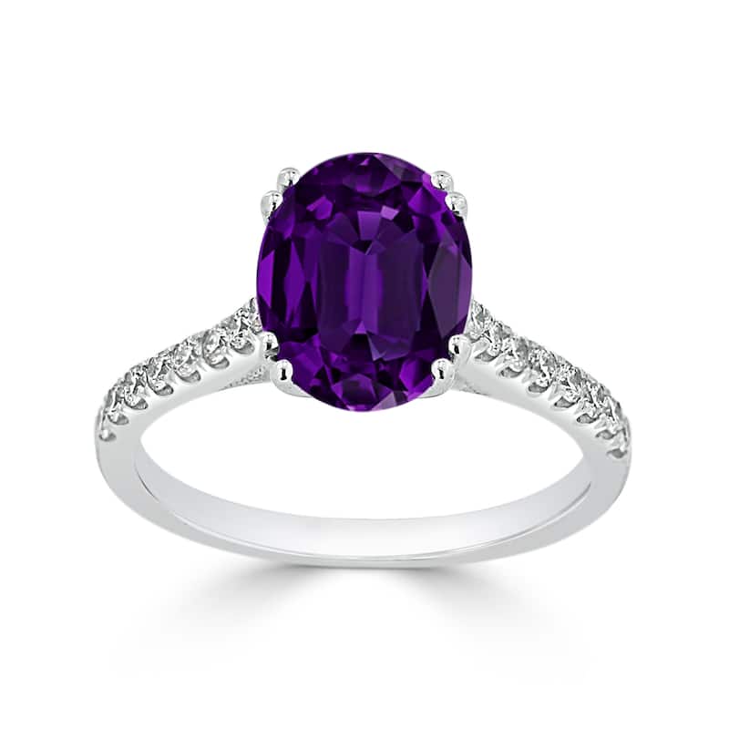 Auriya 1 5/8ct Fancy Oval Purple Amethyst and Diamond Engagement Ring 1/4ctw 14k Gold