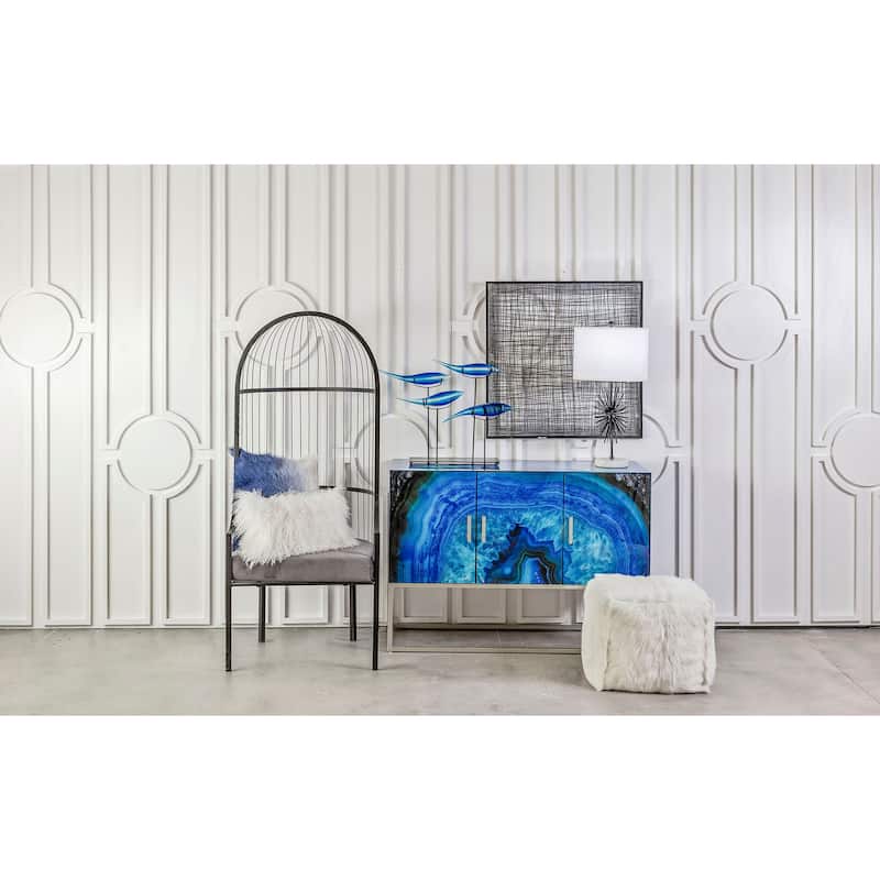 Elk Home Fiveo Blue Agate Glass 49 Inch Wide Credenza