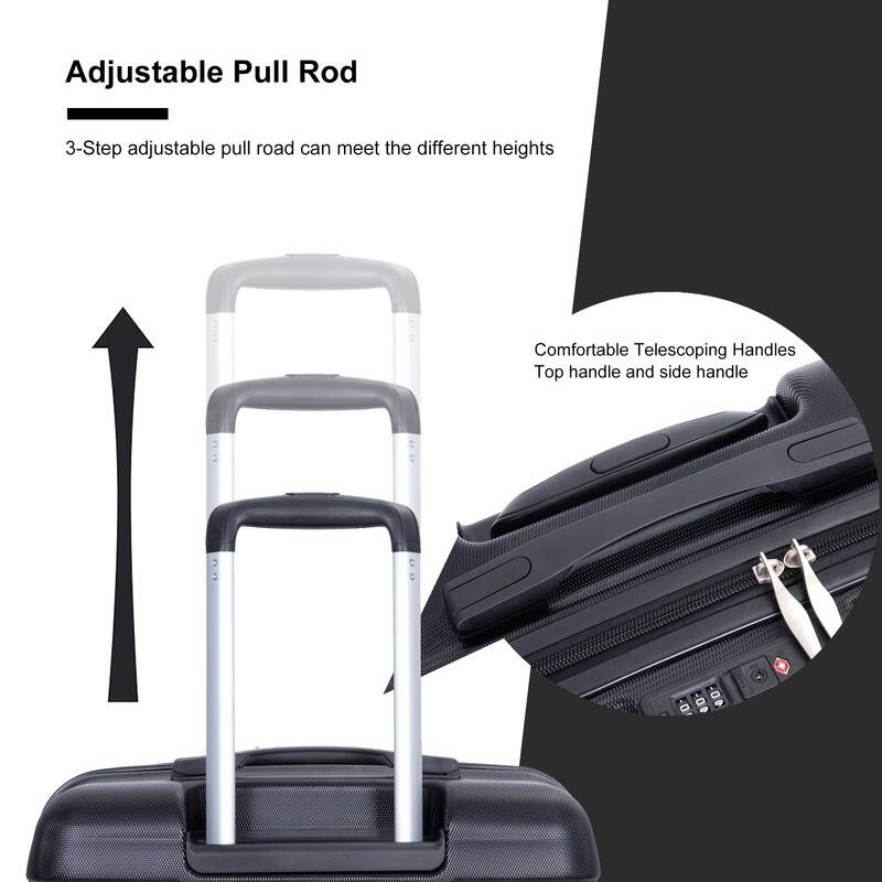3PCS Expandable PC Lightweight Luggage Sets Suitcase with 2 Hooks,TSA Lock and Spinner Wheels