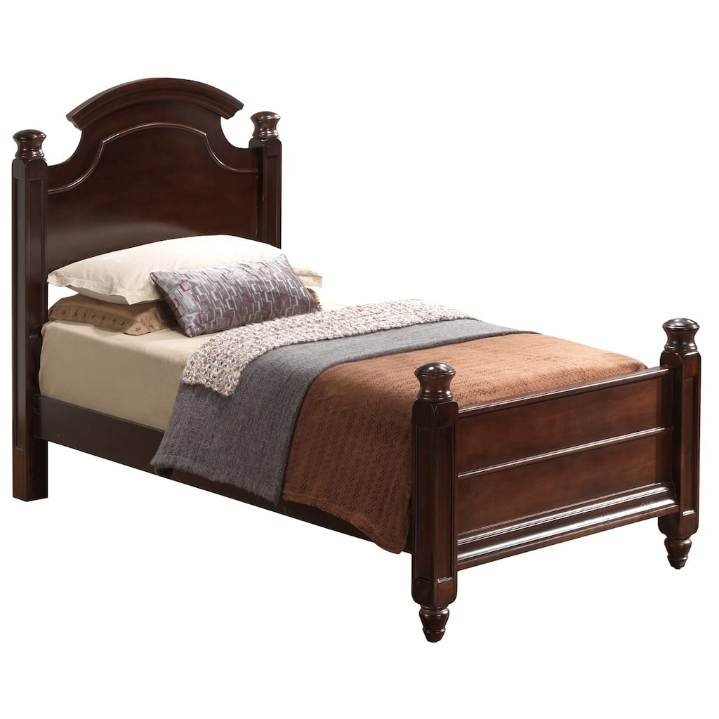 Cappuccino Twin Bed with Transitional Style, Warm Finish and Detailed Frame for Guest Rooms, Kids' Rooms or Cozy Spaces