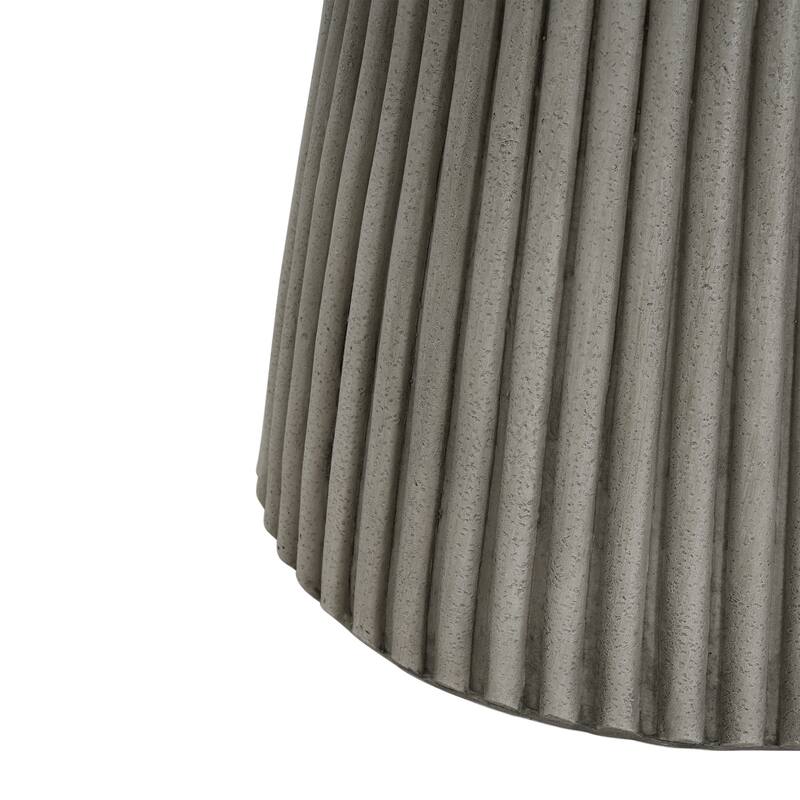 Roomfitters Outdoor Lightweight Side Table, Modern Fluted Accent Table for Patio, Garden or Living Room, Light Grey