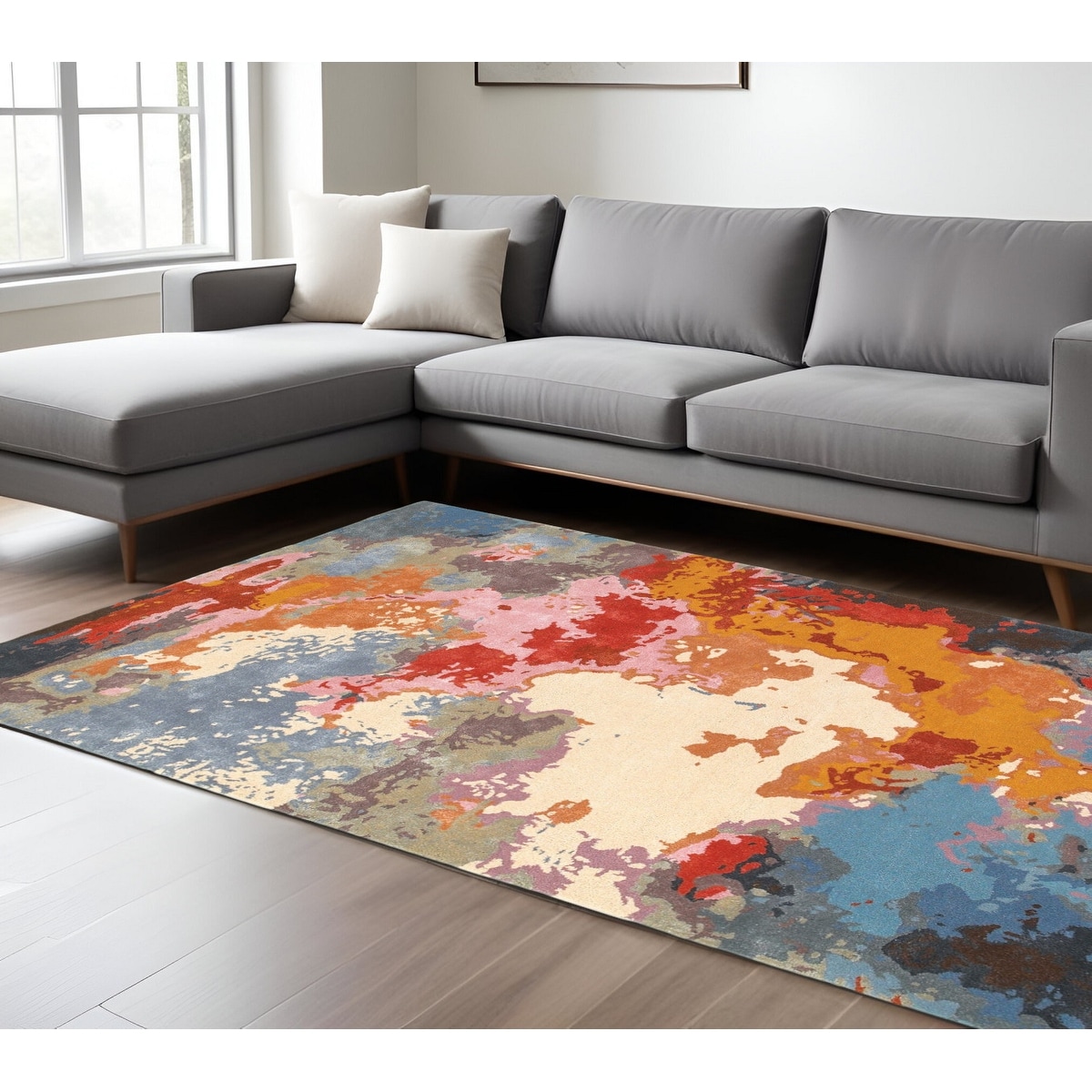 HomeRoots Fagu Abstract Industrial Rectangle Area Rug