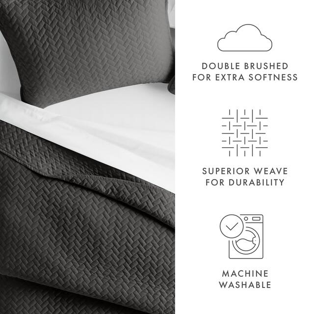 Soft Essentials Quilted Herringbone Coverlet Set