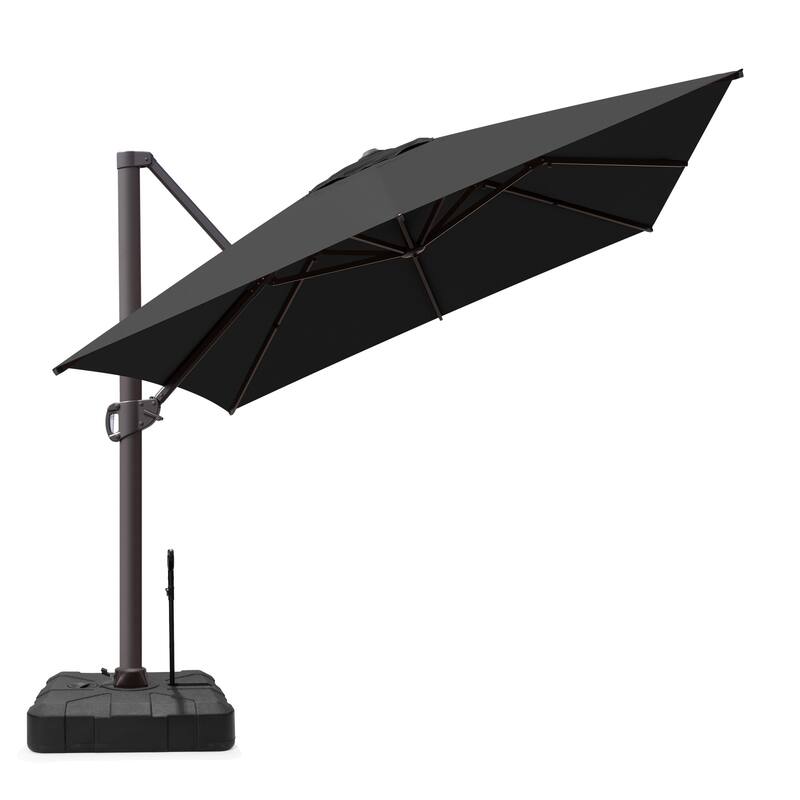VredHom 10 x 13 Ft Outdoor Wind Vent Cantilever Patio Umbrella with Rod Base - Black