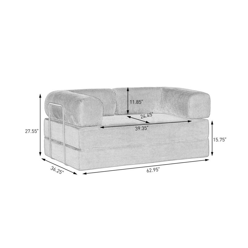 2 Set Corduroy Large Couch Convertible Floor Sofa Bed Sleeper