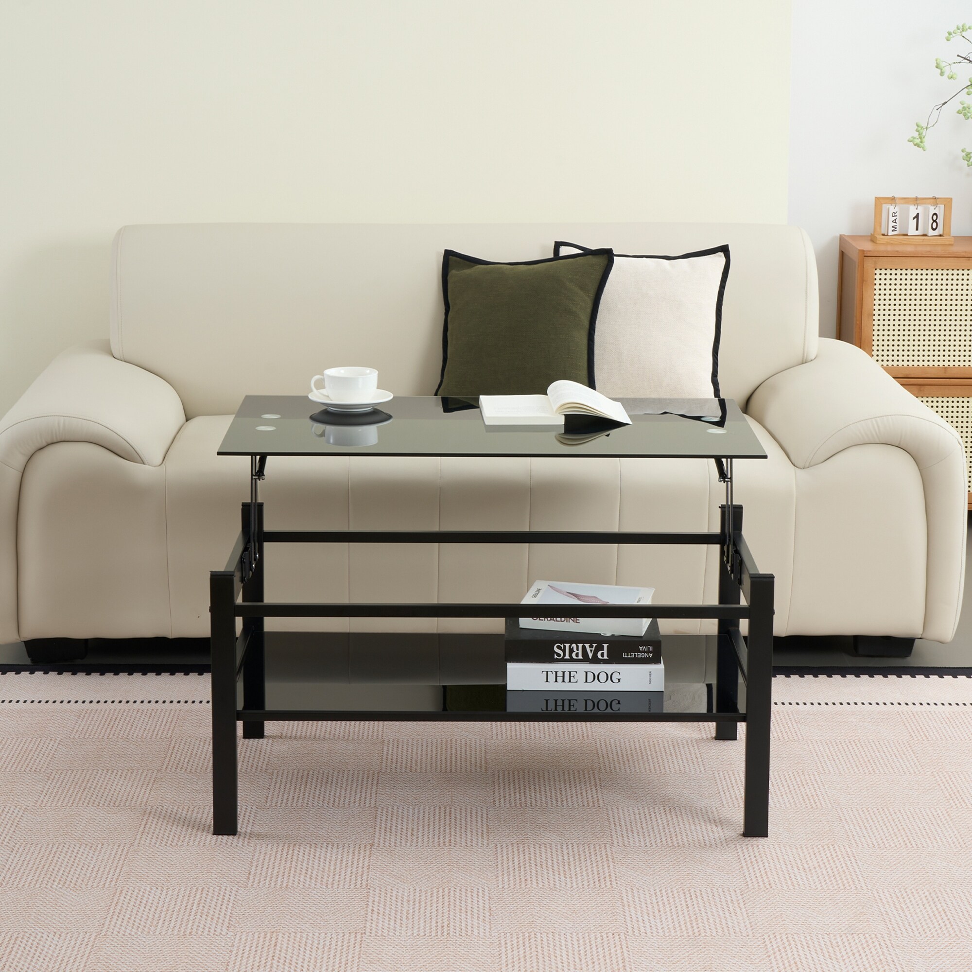 Tempered Glass Lift Top Coffee Table