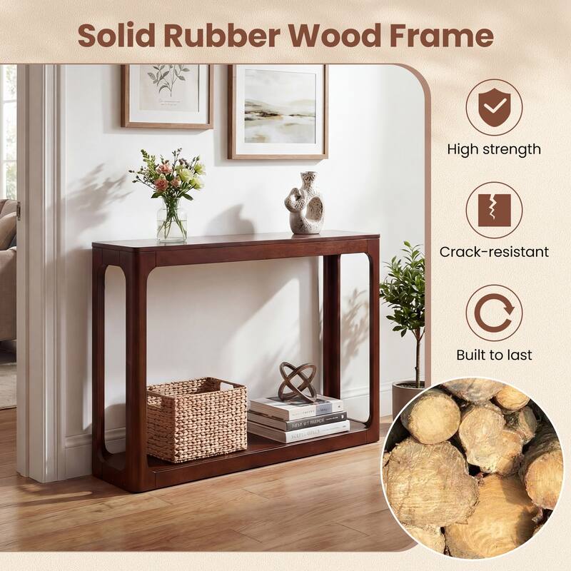 Gymax 47'' 2-Tier Mid Century Entryway Table w/Storage Shelf Solid