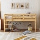 preview thumbnail 2 of 5, Walnut Twin Low Loft Bed with Ladder & Fence