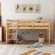 preview thumbnail 2 of 5, Walnut Twin Size Wood Low Loft Bed with Ladder and Fence