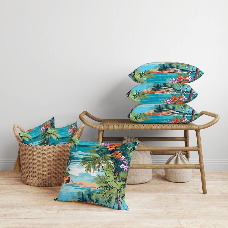 Oceanic Opulence Faux Suede Reversible Throw Pillow Blue and Multi