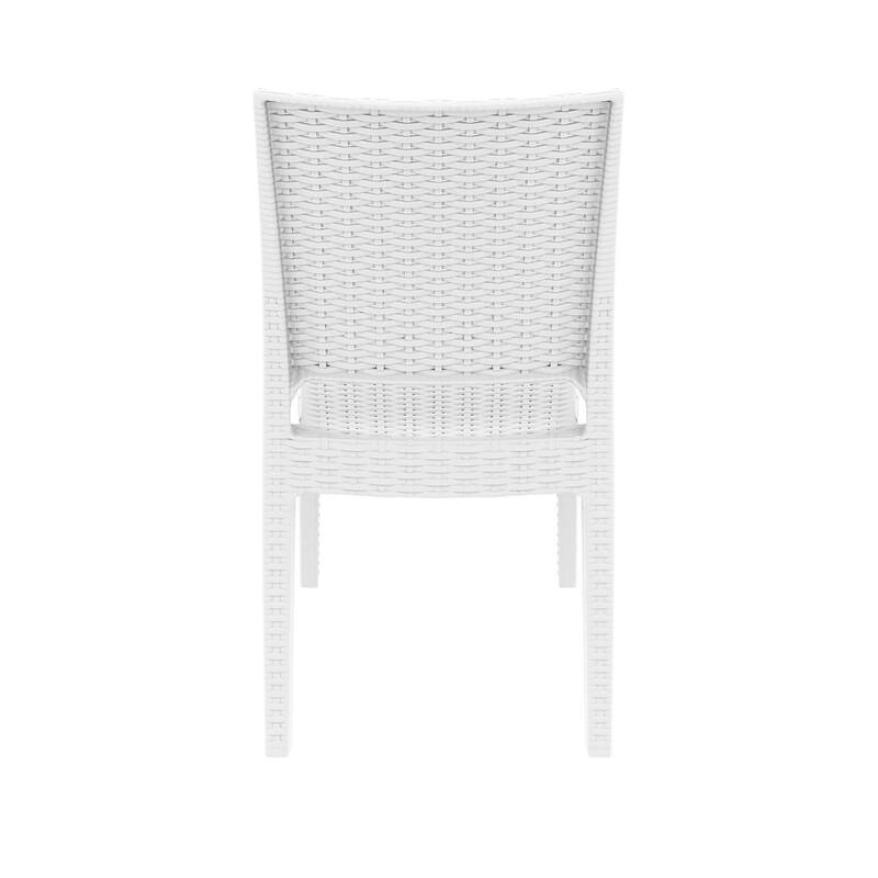 34" White Patio Wickerlook Stackable Dining Chair