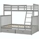 preview thumbnail 29 of 47, Twin Over Full Bunk Bed with Storage Drawers, Ladder, and Safety Guard Rails