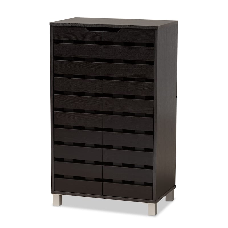 Ernest Dark Brown Finished Wood 2-Door Shoe Storage Cabinet - Espresso
