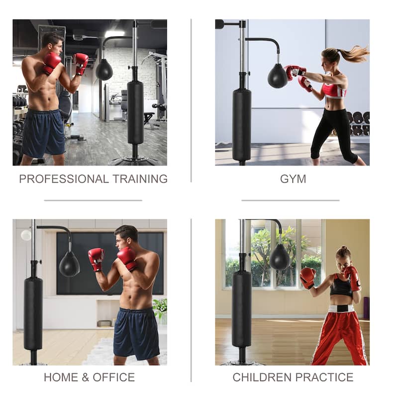 HOMCOM Punching Bag with Stand Boxing Set Kickboxing Bag with 360° Reflex Bar Height Adjustable for Adult Youth, Home Office Gym