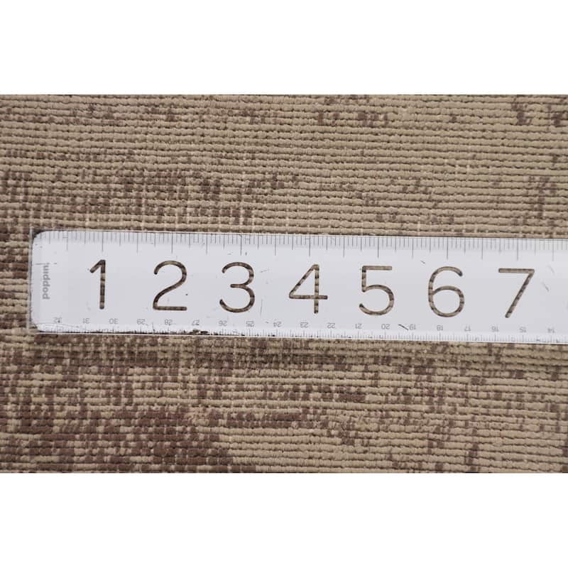 Brown Abstract / Modern Area Rug Handmade Wool Carpet - 4'8"x 6'7"
