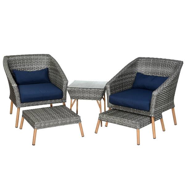 5Piece Gray All Weather PE Wicker Furniture Set by National Tree
