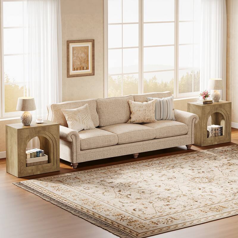 2-Tier End Table, Side Table with Open Shelf, Arched Nightstand for Living Room, Bedroom