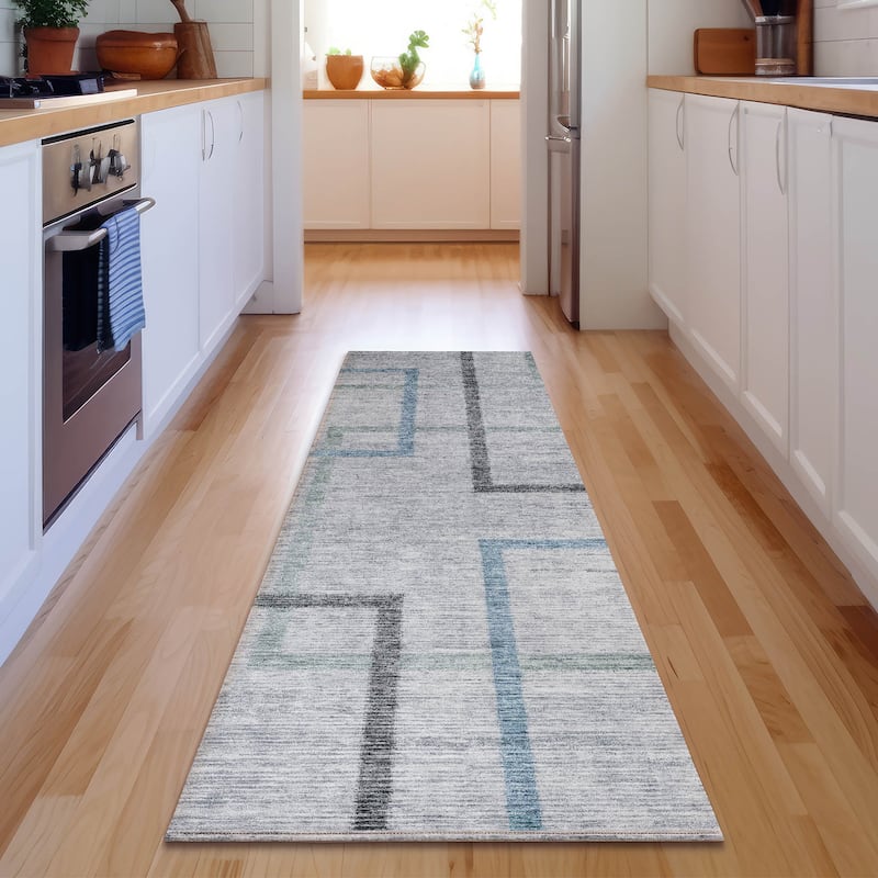 Premium Washable Super Soft Modern Kenzie Mayfield Rug - Gray - 2' 3" x 7' 6" - Runner