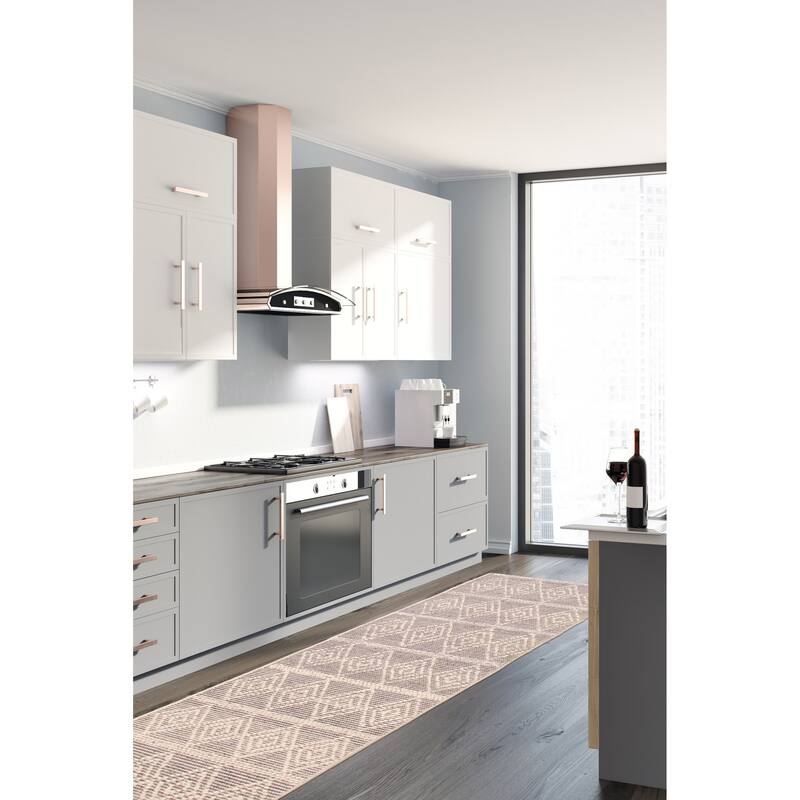 ECARPETGALLERY Braid weave Sienna Cream, Grey Wool Rug - 2'7 x 10'3