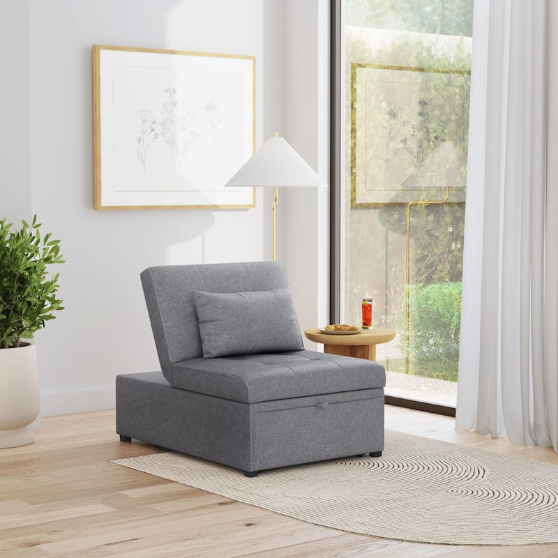 Convertible Sofa Bed with Roll Pillow - 75.5" - Gray