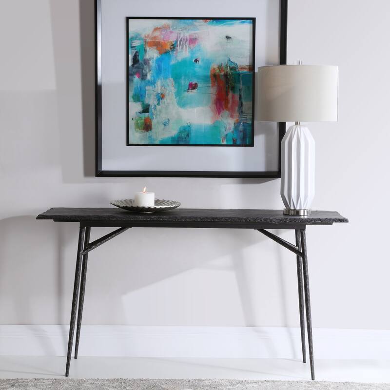 Uttermost Kaduna 60" Long Slate Top Iron Industrial Style Console