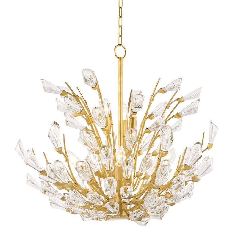 Hudson Valley Lighting Tulip 9 Light 28" Wide Crystal Chandelier - Gold Leaf