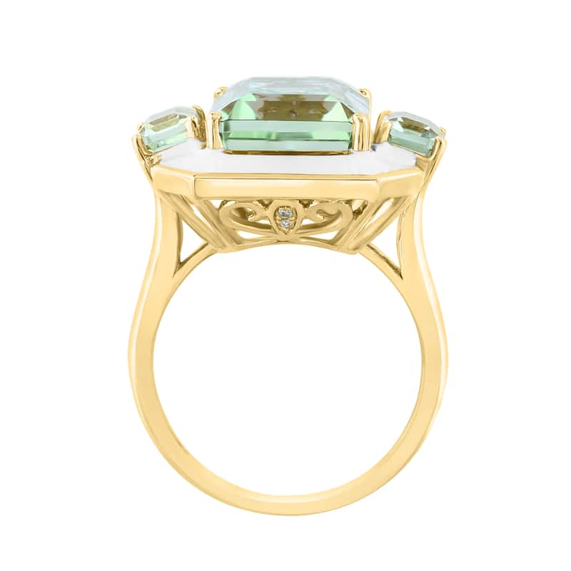 EFFY 14K Gold Diamond,Green Amethyst Enamel Ring