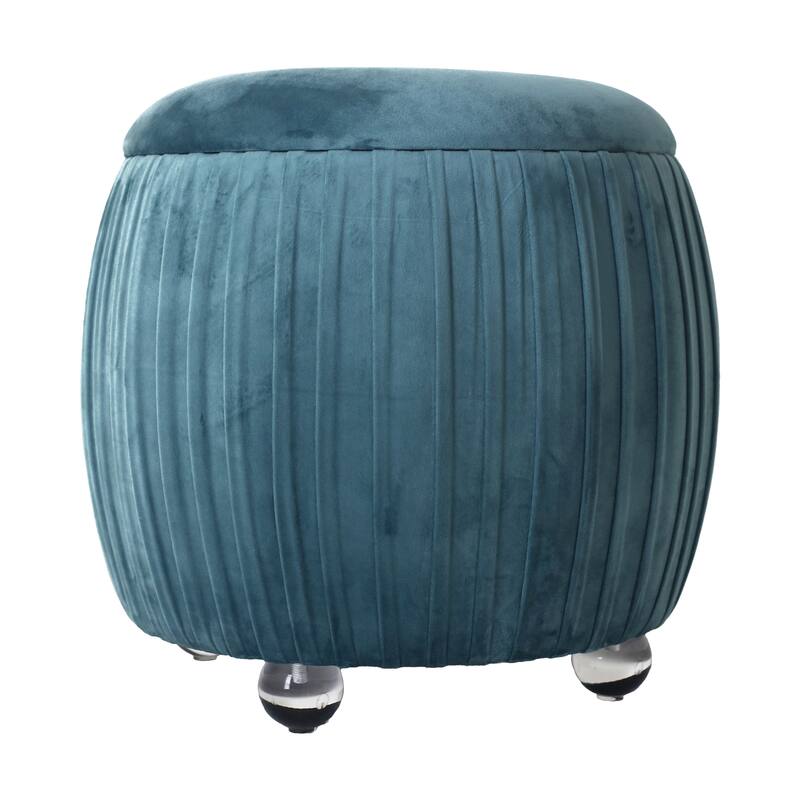 Backless Storage Stool with Velvet Upholstery - Accent for Living Room Home Decor