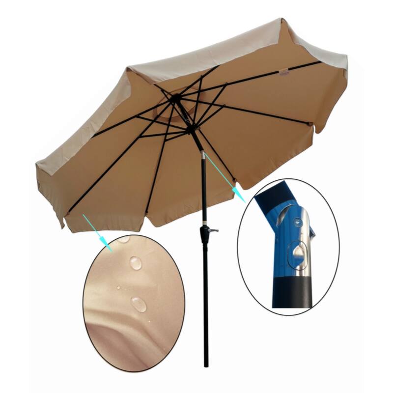10 ft Patio Umbrella Market Table Round Umbrella Outdoor Garden with Crank and Push Button Tilt