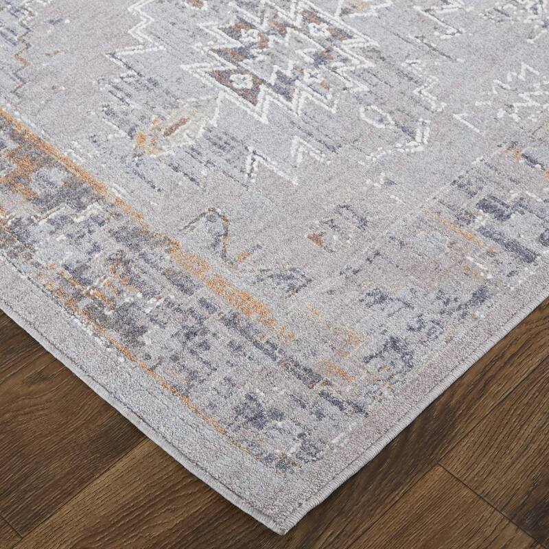 Xogiw Power Loomed Distressed Geometric Modern Stain Resistant Durable Area Rug By HomeRoots - 5' x 8'