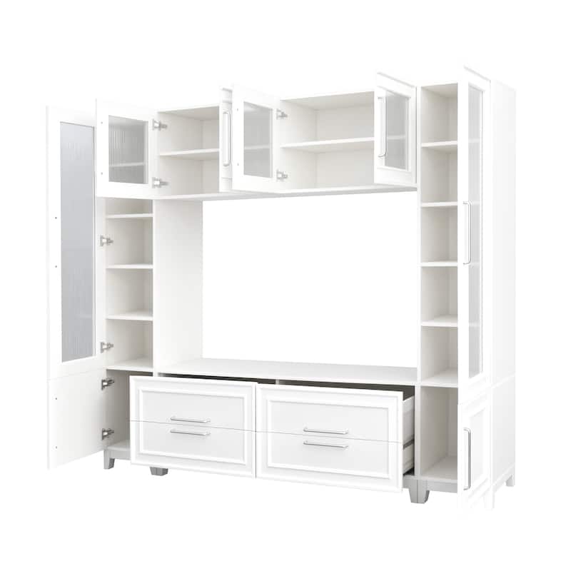 Large 102" Wall Unit TV Stand with Storage, Bookshelves, Modern Entertainment Center Media Console for TVs up to 75"