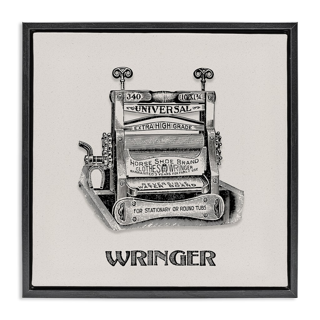 Stupell Antique Clothes Wringer Framed Floater Canvas Wall Art Design By Val Rhodes