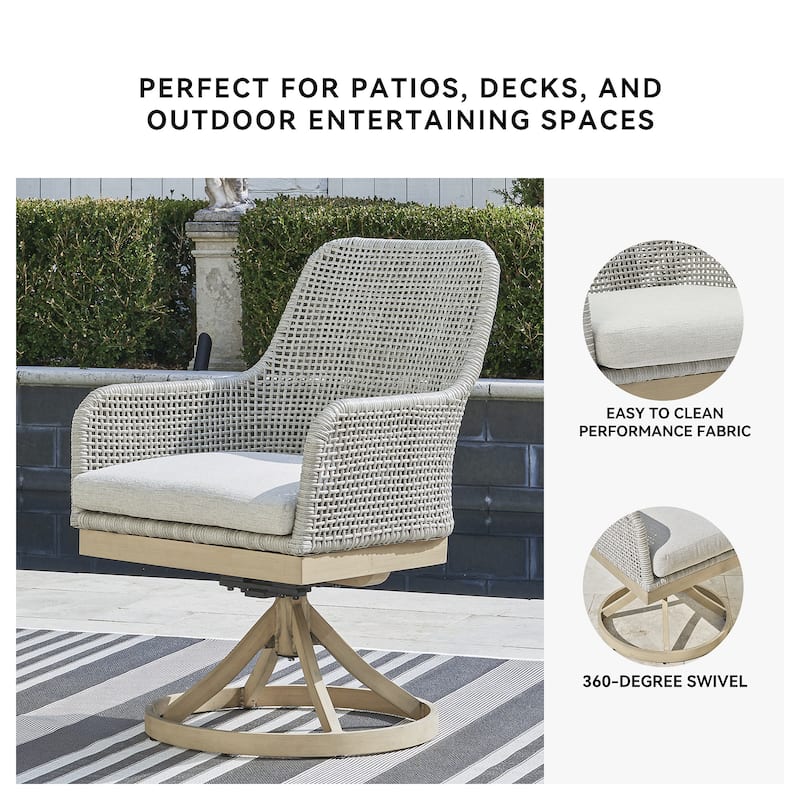 Signature Design by Ashley Seton Creek Gray Outdoor Swivel Dining Chair (Set of 2) - 25.38" W x 25.75" D x 35.75" H
