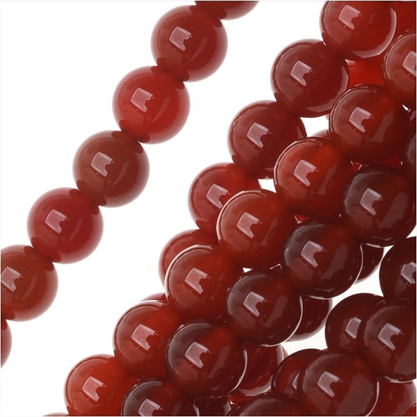 Carnelian Gemstone Beads, Round 4.5mm, 15 Inch Strand, Deep Red Orange. Opens flyout.