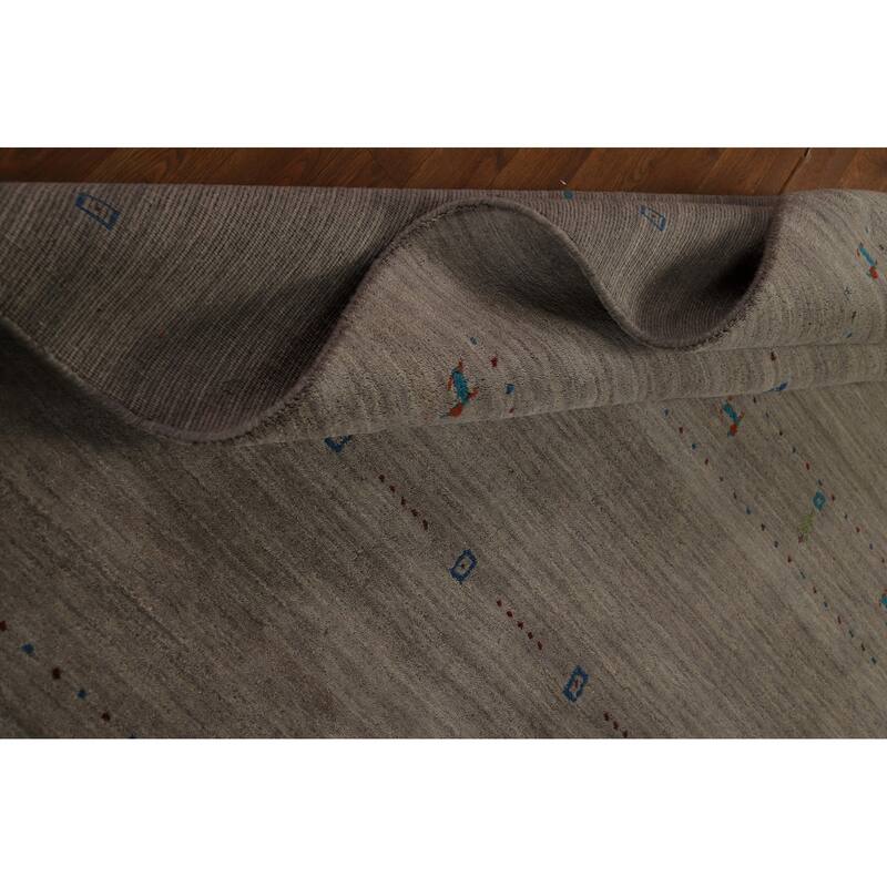 Gabbeh Modern Area Rug Handmade Grey Tribal Wool Carpet - 5'3" x 7'6"