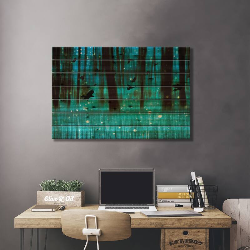 Night Flight Panoramic Print On Wood by Ros Berryman - Multi-Color