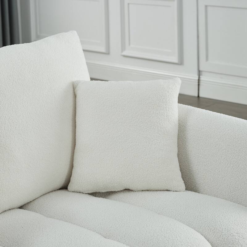 Oversized Upholstered Teddy Fabric Sofa with 3 Back Pillows and Cushions,Living Room Couch