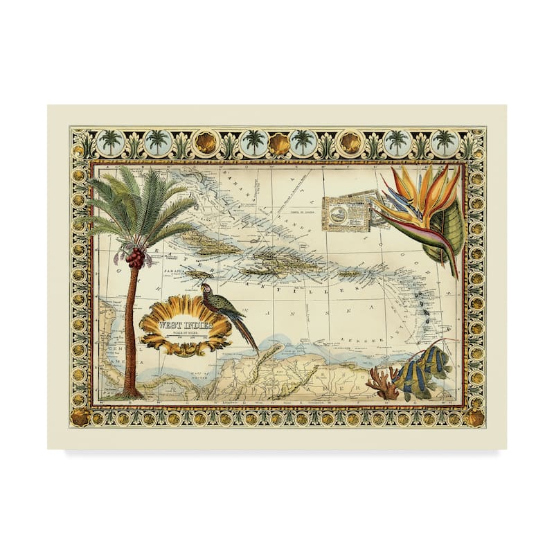 Vision Studio 'Tropical Map Of West Indies' Canvas Art