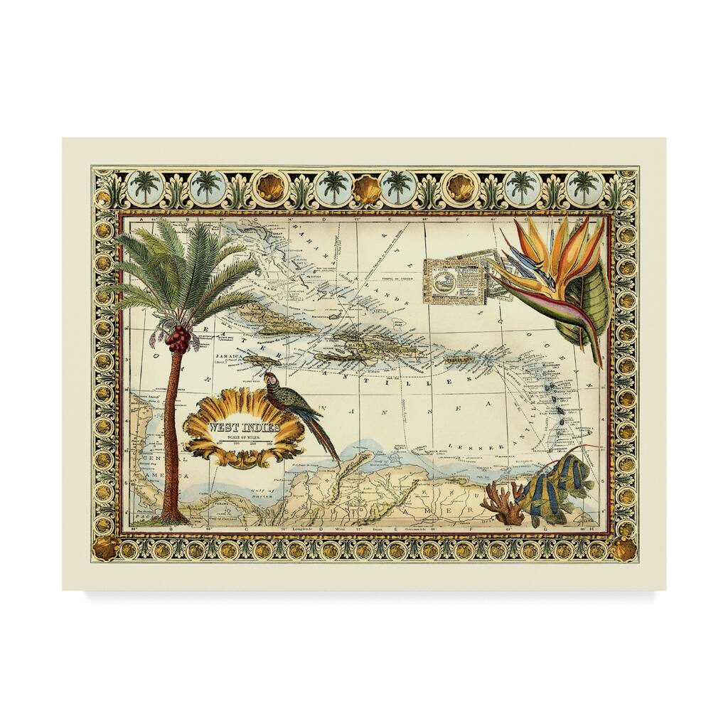 Vision Studio 'Tropical Map Of West Indies' Canvas Art