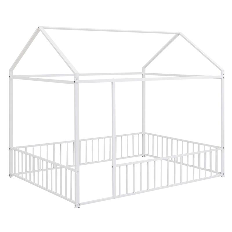 Metal Bed House Bed with Fence