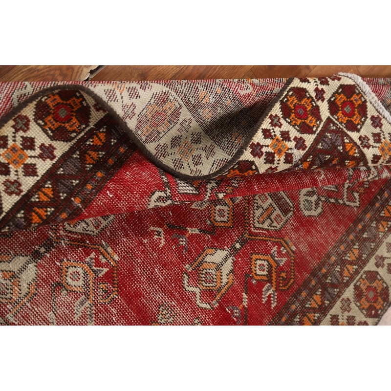 Geometric Balouch Persian Rug Hand-Knotted Traditional Wool Carpet - 3'7" x 6'6"