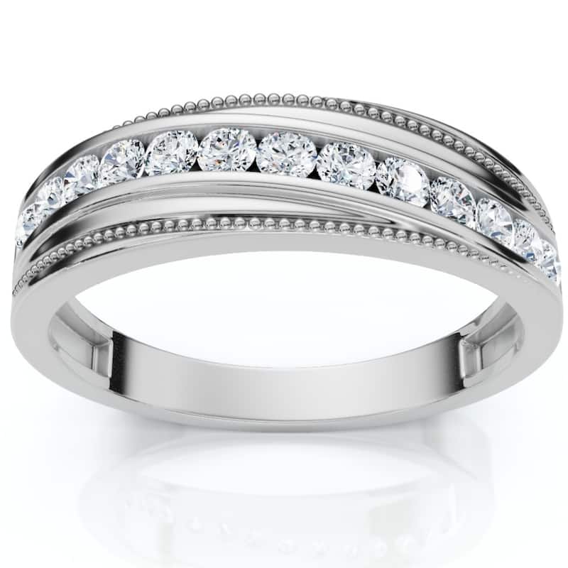 1/2Ct Men's Diamond Wedding Anniversary Ring Gold Lab Grown Channel Set