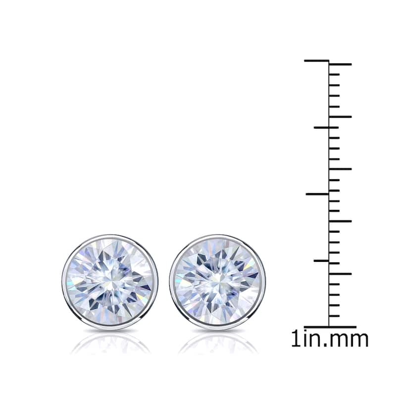 Auriya 18k Gold 4ctw Bezel-set Round Moissanite Stud Earrings - 8.2 mm
