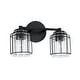 preview thumbnail 1 of 6, Harmon Matte Black Bath/ Vanity Fixture w/ Clear Seeded Glass & Metal Cage 2-Light
