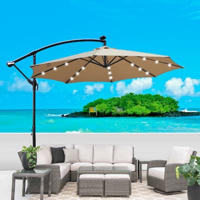 Outdoor Patio Umbrella with Solar Powered LED Lights