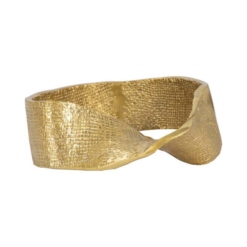 Sagebrook Home Metal Twisted Hammered Ring, Gold, Oval, Textured, Serenity Novelty Figurines